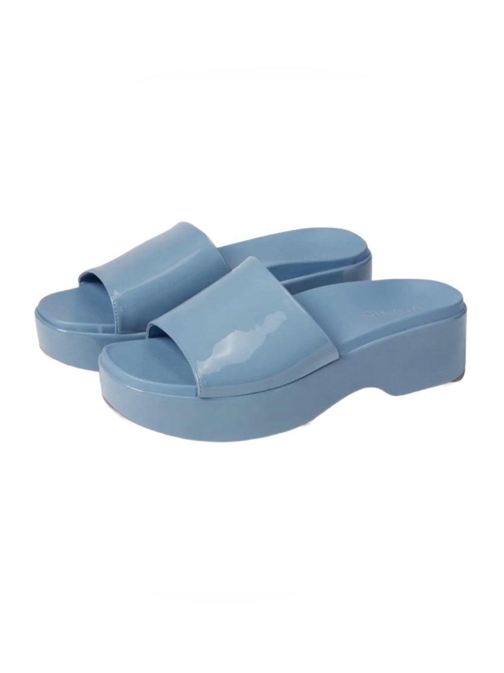 Vionic Calera Platform Slide Sandals Blue Patent Women’s Size 8 Comfort
